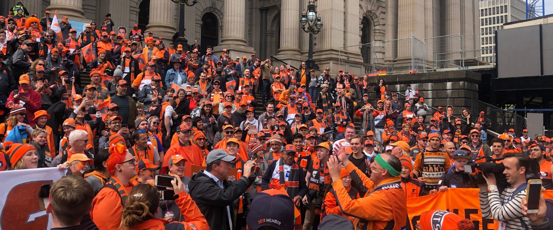 Orange Army supporters gathering for the 2019 Grand Final march
